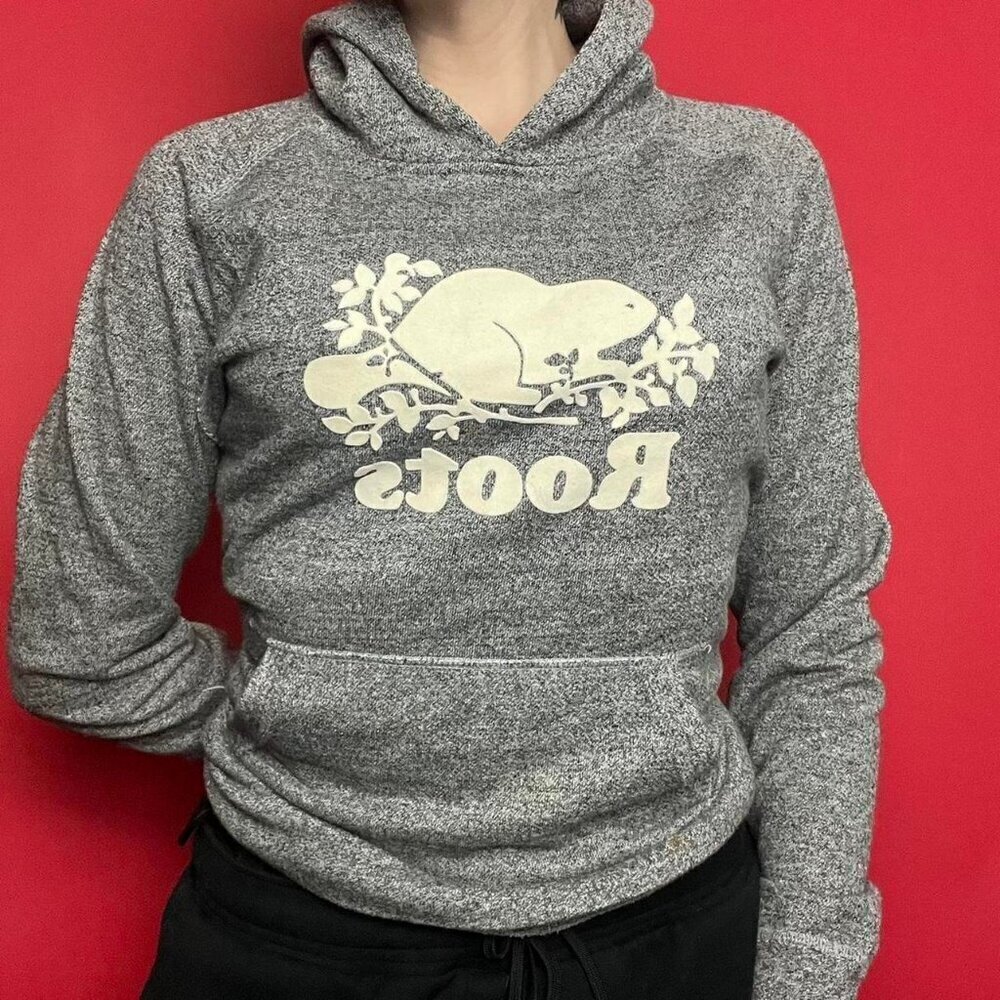 Roots / Y2K Grey and white hoodie 🩶🤍